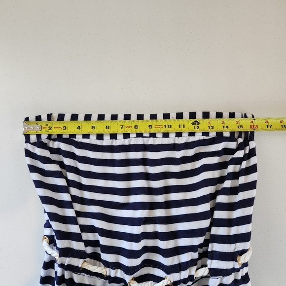 St Tropez Navy White Nautical Stripe Beach Swim Cover-Up Dress Size Large - Picture 4 of 9
